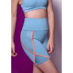 Short Fitness Frelith Fosco e Brilho Azul Claro com Bolso no Cós Traseiro em Microfibra - AZUL CLARO