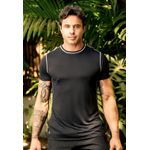 Camiseta Masculina Frelith Com Recorte Lateral e Costura Trançada - PRETO