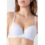 Sutiã Base Larga Franzido em Renda Frelith - BRANCO