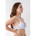 Sutiã Base Larga Franzido em Renda Frelith - BRANCO