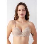 Sutiã Base Larga Franzido em Renda Frelith - CHOCOLATE