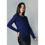 Blusa Frelith Manga Longa Lisa - MARINHO