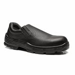SAPATO PRETO ELASTICO COURO BICO ACO PU BIDENSIDADE