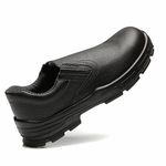 SAPATO PRETO ELASTICO COURO BICO ACO PU BIDENSIDADE