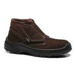 BOTINA MARROM CAFÉ VELCRO NOBUCK BICO PLASTICO PU BIDENSIDADE