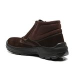 BOTINA MARROM CAFÉ VELCRO NOBUCK BICO PLASTICO PU BIDENSIDADE