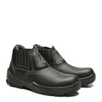 BOTINA PRETA ELASTICO COURO FLOR BICO COMPOSITE PU BIDENSIDADE (PRP)