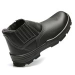 BOTINA PRETA ELASTICO COURO FLOR BICO COMPOSITE PU BIDENSIDADE (PRP)