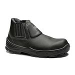 BOTINA PRETA ELASTICO COURO FLOR BICO COMPOSITE PU BIDENSIDADE