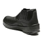 BOTINA PRETA ELASTICO COURO FLOR BICO COMPOSITE PU BIDENSIDADE