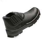 BOTINA PRETA ELASTICO COURO FLOR BICO COMPOSITE PU BIDENSIDADE