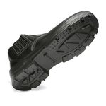 BOTINA PRETA ELASTICO COURO FLOR BICO COMPOSITE PU BIDENSIDADE
