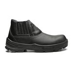 BOTINA PRETA ELASTICO COURO FLOR BICO COMPOSITE PU BIDENSIDADE