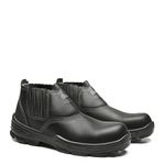 BOTINA PRETA ELASTICO COURO BICO COMPOSITE PU BIDENSIDADE