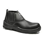 BOTINA PRETA ELASTICO COURO BICO COMPOSITE PU BIDENSIDADE