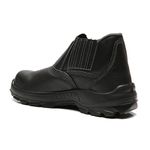 BOTINA PRETA ELASTICO COURO FLOR BICO COMPOSITE PU + BOR