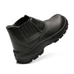 BOTINA PRETA ELASTICO COURO FLOR BICO COMPOSITE PU + BOR