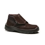 BOTINA MARROM CAFÉ VELCRO NOBUCK BICO PLASTICO PU BIDENSIDADE
