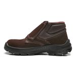 BOTINA MARROM CAFÉ VELCRO NOBUCK BICO PLASTICO PU BIDENSIDADE