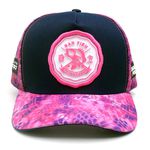 Boné Bad Fish Esporte Pesca Bordado Azul e Rosa Coral