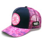 Boné Bad Fish Esporte Pesca Bordado Azul e Rosa Coral