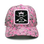 Boné Bad Fish Esporte Pesca Bordado Rosa Militar
