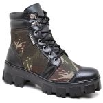 Coturno Bota Fulgore Roqueira Sola Plataforma Tratorado Preto Camuflado 7090