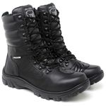 Coturno Militar Unissex Fulgore C/ Zíper Bota Tático Motociclista Cano Médio Preto