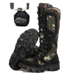 Kit Bota Coturno Militar Cano Alto Fulgore Caça e Pesca + Capa Molinete