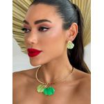 CONJUNTO COLAR E BRINCO FOLHEADO A OURO PETALAS 