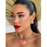 CONJUNTO COLAR E BRINCO FOLHEADO A OURO PETALAS 
