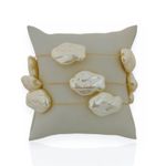 PULSEIRA FOLHEADO A OURO 18K PEROLA ORGANICO 