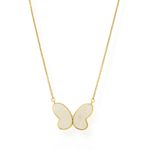 COLAR FOLHEADO A OURO 18K BORBOLETA MADREPEROLA