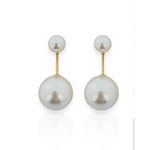 BRINCO FOLHEADO A OURO 18K PEROLA PENDENTE 