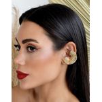 PIERCING EAR CUFF FOLHEADO A OURO MEIA LUA MARTELADO