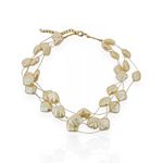 CHOKER FOLHEADO A OURO 18K PEDRAS NATURAIS 