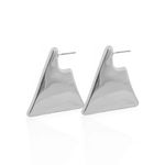 BRINCO FOLHEADO A OURO 18K E PRATA TRIANGULO LISO