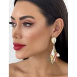 BRINCO FOLHEADO A OURO 18K CONCHA E ALGAS