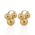 BRINCO FOLHEADO A OURO 18K TRES ESFERAS