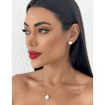 CONJUNTO COLAR E BRINCO FOLHEADO A OURO 18K INSPIRAÇÃO 