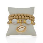TRIO DE PULSEIRA PEDRAS E CRITAIS BUZIOS E CONCHAS