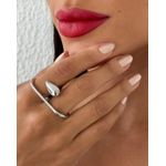 ANEL DOIS DEDOS FOLHEADO A OUTRO 18K E PRATA LISO GOTA