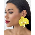 BRINCO FOLHEADO A OURO 18K FLORES REALISTAS