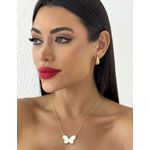 COLAR FOLHEADO A OURO 18K BORBOLETA MADREPEROLA