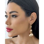 BRINCO FOLHEADO A OURO 18K ESFERAS LONGO