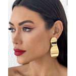 BRINCO FOLHEADO A OURO 18K RETANGULO ONDULADO