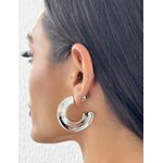 BRINCO FOLHEADO A OURO 18K E PRATA ARGOLA ORGANICA LISA ESFERA
