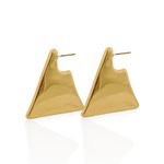 BRINCO FOLHEADO A OURO 18K E PRATA TRIANGULO LISO