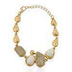 PULSEIRA FOLHEADO A OURO 18K PEDRAS 