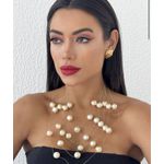 COLAR FOLHEADO A OURO 18K PEROLAS ESFERAS TEXTURIZADAS